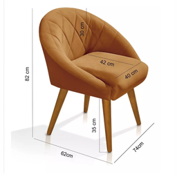 Poltrona Mdf B&a Moderna Confortável Pé Palito Madeira Luxo:terra Cota - 5