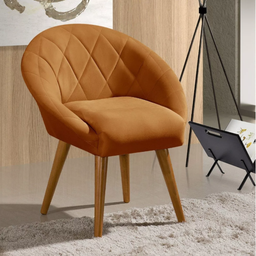 Poltrona Mdf B&a Moderna Confortável Pé Palito Madeira Luxo:terra Cota - 2