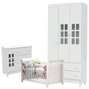 Ver imagem 1 de Quarto de Bebê Mariah 3 Portas com Berço Lara Branco Brilho - Carolina