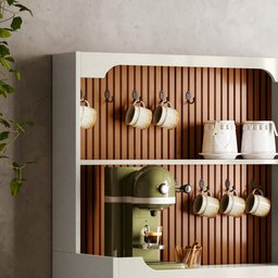 Cantinho do Café Rubi Armário Para Cozinha Off White Perolizado/Tauari Ripado - Lukaliam Móveis - 4