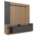 Ver mais imagens de Rack com Painel para TV até 75 Polegadas e LED 1 Porta 2 Gavetas Multimóveis Crart-RCP002 - Mel/