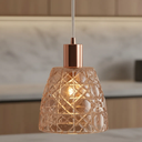 Ver mais imagens de Pendente Moema Vidro Cobre Rose Gold Retro Moderno Luminária Balcão E27