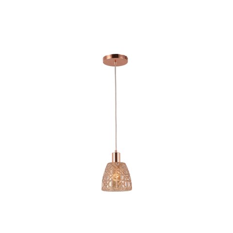 Pendente Moema Vidro Cobre Rose Gold Retro Moderno Luminária Balcão E27