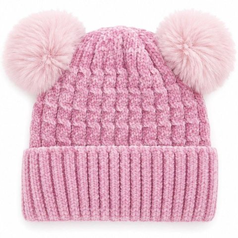 Bene Casa Gorro Pompom para Bebê com Sherpa Interna Lilás 100% Poliéster Conforto Térmico