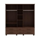 Ver imagem 4 de Conjunto de Quarto Ouro 5 Portas Cama Queen Cômoda 2 Mesas de Cabeceira Pinus Café Finestra Mó