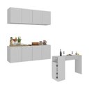 Ver imagem 1 de Armário de Cozinha com Bancada Americana/mesa Gourmet Multimóveis Mp2202 Branco Branco