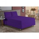 Ver imagem 4 de Jogo de Cama Casal Nobre 3 Peças Luva de Box 55cm de Altura Malha 100% Algodão - Roxo