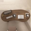 Ver imagem 2 de Mesa para Escritório com Tampo Curvado e Pés Ripados Nogal/preto