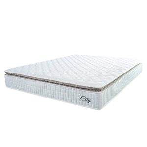 Colchão Casal Molas Ensacadas City Pillow Top 138x188x23cm Branco/bege Hellen
