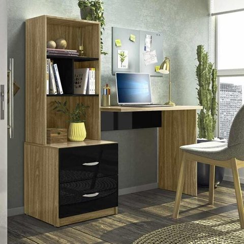 Escrivaninha para Quarto Preto Nature Cristal Peternella