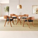 Ver imagem 1 de Conjunto de Mesa Redonda 108cm com 4 Cadeiras Luna Marrom/Preto/Freijó Yescasa