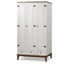 Ver imagem 1 de Guarda Roupa Solteiro Madeira Maciça Rústico 3 Portas 2 Gavetas Branco - Apaixone & Decore