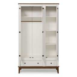 Guarda-roupa Rústico 3 Portas e 2 Gavetas - Madeira Maciça e Mdf - Branco - 3