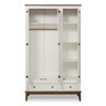 Guarda-roupa Rústico 3 Portas e 2 Gavetas - Madeira Maciça e Mdf - Branco - 3