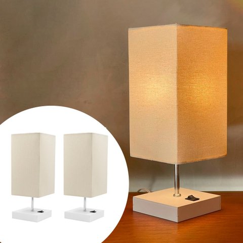 Kit 2 Abajur Luminaria de Mesa Quadrado Mdf Interruptor Ref 49 Decoração Casa Sala Quarto Escritório