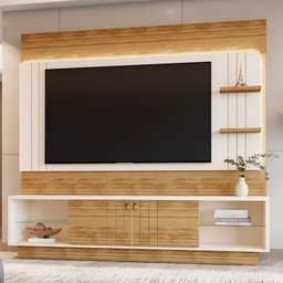 Estante Home Guaíba para Tv até 65” - Mobler:pérola Metalizado/amendôa - 4