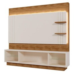 Estante Home Guaíba para Tv até 65” - Mobler:pérola Metalizado/amendôa - 1