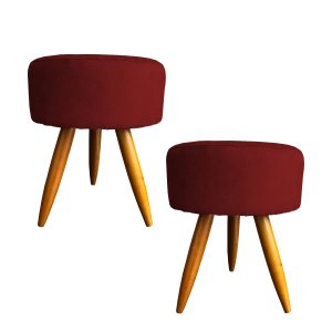 Kit 2 Puffs Decorativos para Sala Redondo Suede