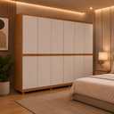 Ver imagem 1 de Guarda-Roupa Casal 100% MDF 6 Portas e 4 Gavetas com Pés 220cm Multimóveis CR35544 Madeirado/Off
