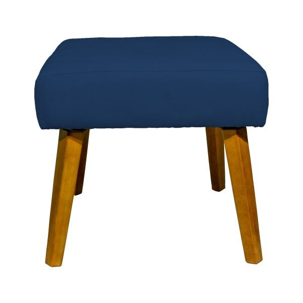 Puff Decorativo para Sala Charme Suede Azul Marinho Pé Castanho - 3