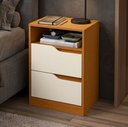 Ver imagem 2 de Mesa de Cabeceira Moderna 2 Gavetas 1 Nicho Lody A04 Flex Cinamomo Off White - Lyam Decor