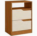 Ver imagem 6 de Mesa de Cabeceira Moderna 2 Gavetas 1 Nicho Lody A04 Flex Cinamomo Off White - Lyam Decor