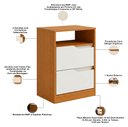 Ver imagem 3 de Mesa de Cabeceira Moderna 2 Gavetas 1 Nicho Lody A04 Flex Cinamomo Off White - Lyam Decor