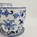 Ver imagem 3 de Kit 4 Vaso Cachepot Porcelana Azul e Branco Floral Decoração