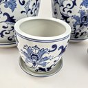 Ver imagem 4 de Kit 4 Vaso Cachepot Porcelana Azul e Branco Floral Decoração