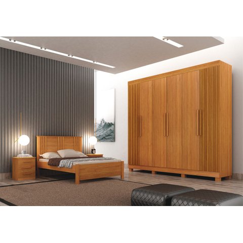 Dormitorio Casal 4 Pçs 6 Portas Ripado Aspen - Arbo Design