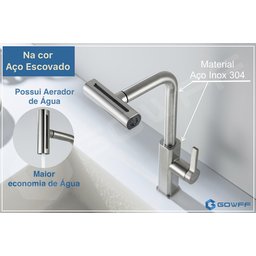 Torneira Misturador Gourmet Cozinha Monocomando Aço Escovado - 6