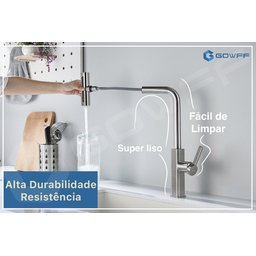 Torneira Misturador Gourmet Cozinha Monocomando Aço Escovado - 7