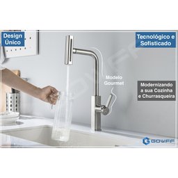 Torneira Misturador Gourmet Cozinha Monocomando Aço Escovado - 9