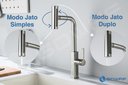 Ver imagem 3 de Torneira Misturador Gourmet Cozinha Monocomando Aço Escovado