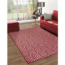 Tapete Sala Moderno Geometrico Tabuleiro 150x200 Cm Vermelho - 2