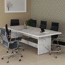 Ver imagem 3 de Mesa de Escritório para Sala de Reunião em Mdf Estilo Mármore 8 Lugares