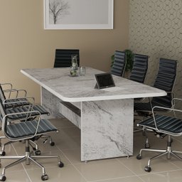 Mesa de Escritório para Sala de Reunião em Mdf Estilo Mármore 8 Lugares - 2