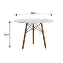 Ver imagem 3 de Mesa Eames Eiffel Redonda Isabella Tampo Mdp 80cm 3 Pés em Madeira Branco