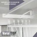 Ver imagem 5 de Varal De Parede Individual 140cm x 12 Varetas - Em Alumínio Branco