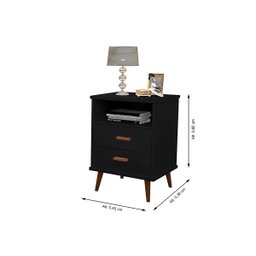Conjunto 2 Mesa de Cabeceira Itália Preto - 2 Conjunto 2 Mesa de Cabeceira Itália Preto - 2