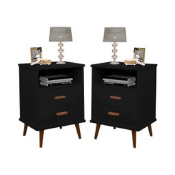 Conjunto 2 Mesa de Cabeceira Itália Preto - 1 Conjunto 2 Mesa de Cabeceira Itália Preto - 1