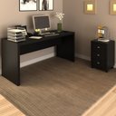 Ver imagem 1 de Conjunto Home Office 2 Peças com 1 Mesa e 1 Gaveteiro Preto - Pnr Móveis