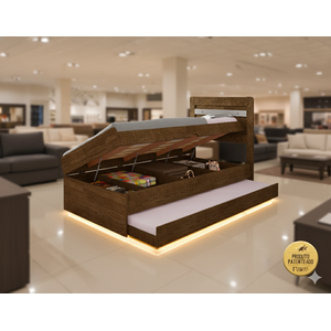 Cama Baú Solteiro com Auxiliar Larissa Malbec Framar Mdf/mdp