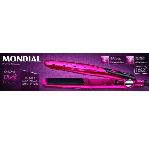 Prancha Alisadora de Cabelo Mondial P-19 Chrome Pink 30w:rosa/bivolt