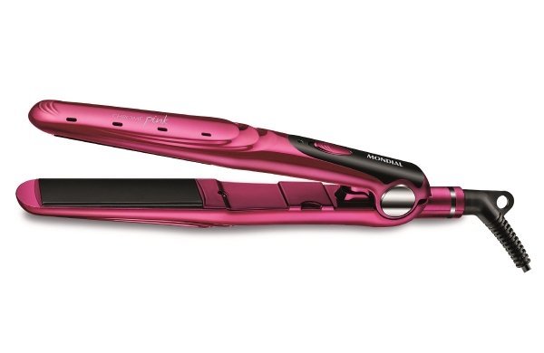 PRANCHA ALISADORA DE CABELO MONDIAL P-19 CHROME PINK 30W:Rosa/Bivolt - 6