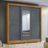 Guarda Roupa 3 Portas Deslizantes C/espelho Cinza Freijo - 1