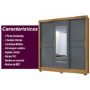 Ver imagem 4 de Guarda Roupa 3 Portas Deslizantes C/espelho Cinza Freijo