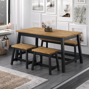 Mesa de Madeira Maciça com Travessa Preto