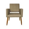 KIT 2 POLTRONAS DECORATIVAS PARA SALA ISA SUEDE NUDE PÉ CASTANHO - CLIQUE E DECORE - 2
