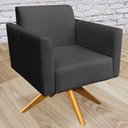 Ver imagem 2 de Poltrona Decorativa Isabella Base Giratória Madeira Suede Preto - Gran Belo